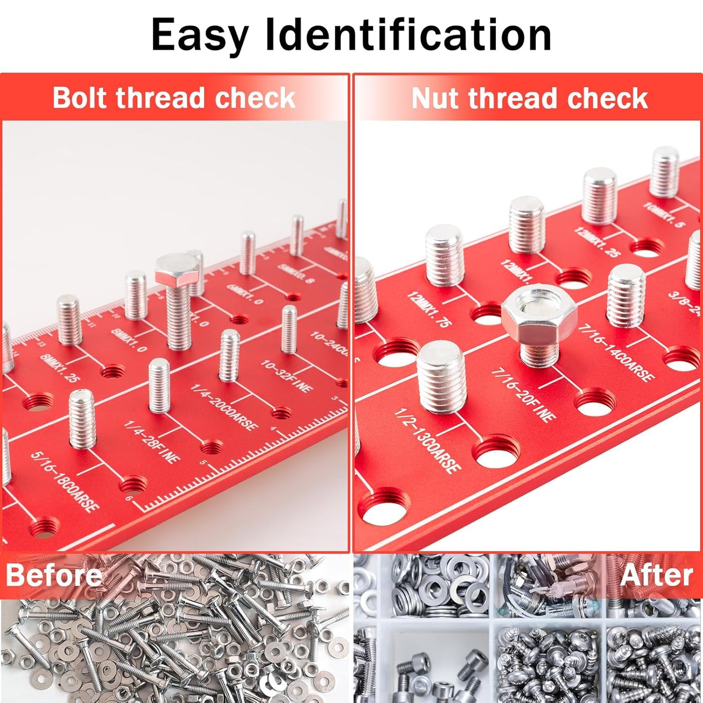 ExactThread 28-Size Thread Gauge | Nut & Bolt Size Checker (Metric & Standard)